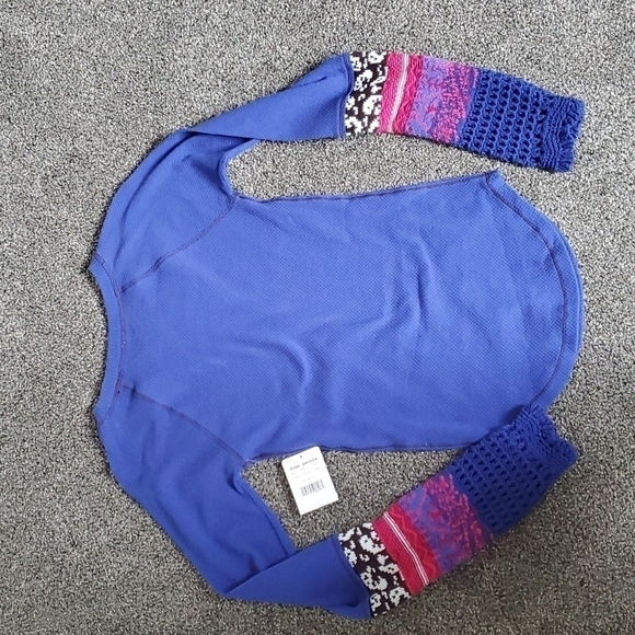 NWT Free People Mix Thermal Cuff Long Sleeve Y2K Top - Picture 7 of 7
